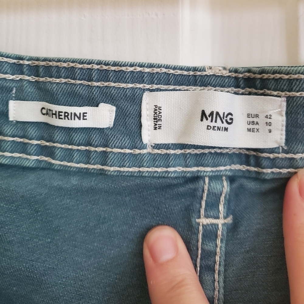 Mango Wide leg raw hem Catherin Culotte Jean In Green Size 10 - Picture 5 of 7